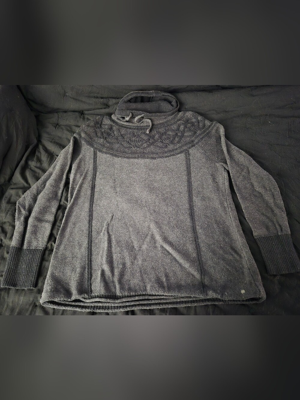 Eddie Bauer Charcoal Gray Cowl Neck Sweater